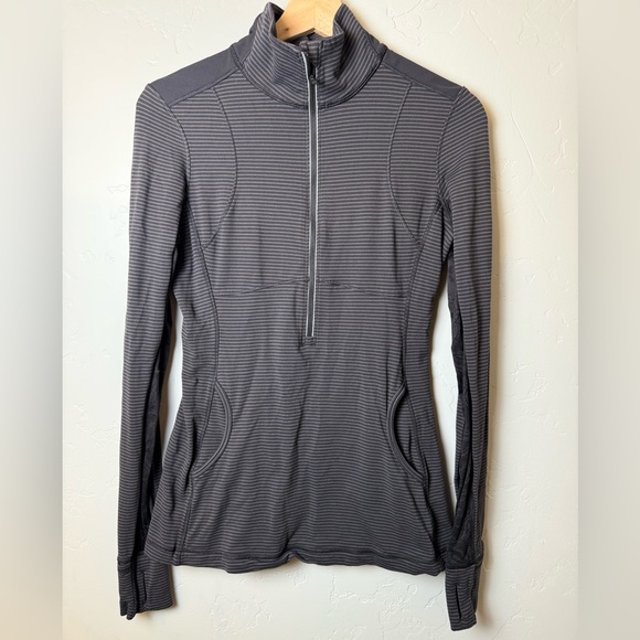 Lululemon Star Runner Pullover Zip-Up Jacket Black Stripe / Lace Size 8 - Picture 1 of 5
